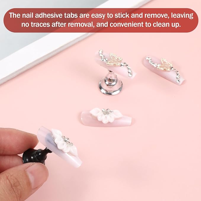 TIESOME 600 PCS False Tip Double Sided Adhesive Tapes, White Pre-Cut Nail Display Strips Press on Adhesive Tabs Nail Art Glue Stickers for Nails Art Holder Nails Display Book