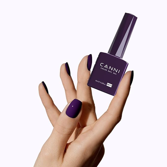 CANNI Dark Purple Gel Nail Polish, 1Pcs Purple Gel Polish Lavender Color High Gloss Soak Off U V Nail Manicure Salon DIY