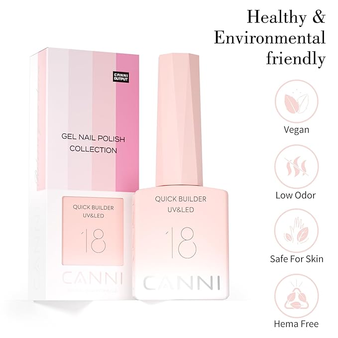CANNI Quick Nail Builder Gel for Nails – 9ML Soft Pink Soak-Off Nail Strengthening Gel for Apex Building DIY UV LED Manicure