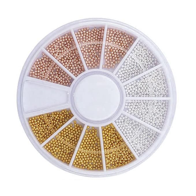 4pcs Nail Art 3D Caviar Beads Mini Metal Ball Gold, Silver, Rose Gold, Gun Black Micro Steel Beads Decoration Accessories