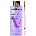 Monomer Acrylic Nail Liquid: 4fl.oz Professional EMA Acrylic Liquid Monomer with Nail Brush for Beginners at Home DIY Nail Salon Use Non-Yellowing MMA-Free