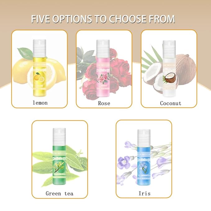 5pcs Cuticle Oil Roller Nourishing Moisturizing Roll On Cuticle Oil for Convenient Portable Nail Rollerball for On the Go Hydration and Care