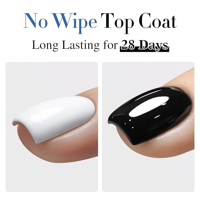 Double Rhythm 15ML No Wipe Gel Top Coat Base Coat Iridescent Glitter Shimmer 2 in 1 Nail Polish Soak Off Manicure DIY Home Salon (Top Coat Clear)