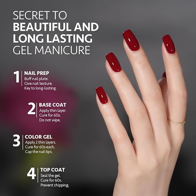 GAOY Red Gel Nail Polish, 16ml Soak Off Gel Polish, UV Light Cure for Nail Art DIY Manicure at Home, 2023 Burgundy Red