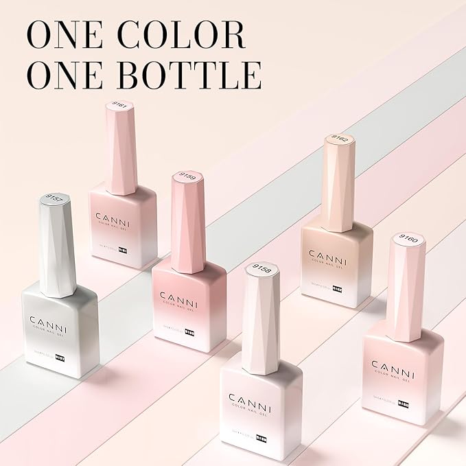 CANNI Jelly Nude Pink Gel Nail Polish Set- 6 Pcs 9 Ml Neutral Transparent Milky White Colors Gel Polish Kit, Soak Off LED Nail Gel Manicure Kit DIY at Home Salon Gifts