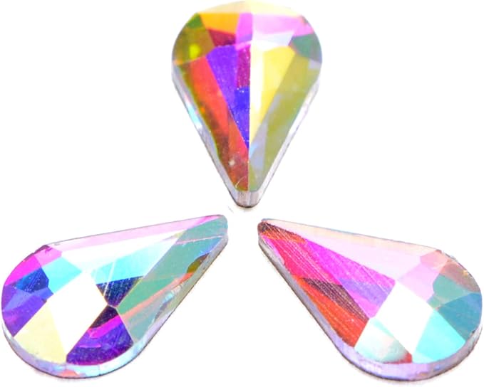 AD Beads Top Czech AB Crystal Flatback Rhinestone Nail Art Decoration Multi Shape (S03 Raindrop 4x6mm, 100 Pcs)