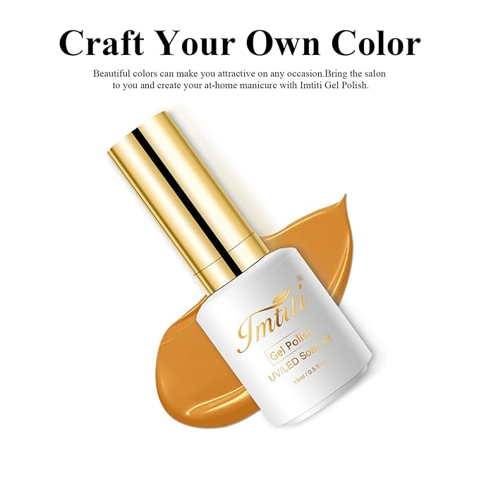 Imtiti Gel Nail Polish, 1 Pcs 0.5 Fl Oz Orange Yellow Gel Polish Soak Off LED U V Nail Gel Polish Neutral Gel Nail Polish DIY Nail Art Starter Manicure Salon Gel Nail Kit for Women Girls