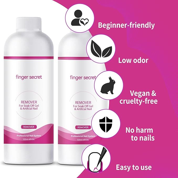 Nail Polish Remover Kit Nail Glue Remover & Nail Brush Cleaner Professional Nail Remover Quickly Clean Nail Brushes with Glass Cup Nail Cleaning pads for Nails