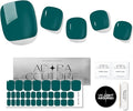 Semi Cured Gel Nail Strips – 32 Pcs Gel Pedicure Stickers - UV Nail Wraps for Toenails, Easy Application, Long Lasting, Salon Quality & UV Light Required - Teal P