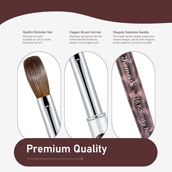 Acrylic Nail Brush Size #16, Kolinsky Nail Art Brushes, Sturdy Handle Oval Shaped Design Tools for Professional Manicure DIY (Leopard Print)