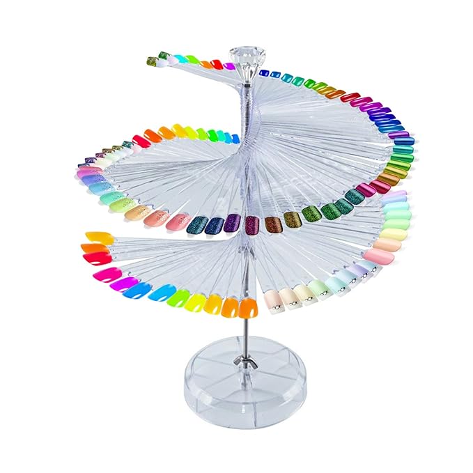 Yosoo 120 Sticks Nail Art Color Card Display Stand Spiral False Nails Practice Tools Salon Polish Show Art Color Card Spiral (Pointed)