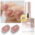 Double Rhythm Translucent Gel Polish Sheer Neutral Natural Light Milky Same Color Same Bottle 15ML Jelly UV Polish Nail Art DIY at Home (Dark Nude-A1493)