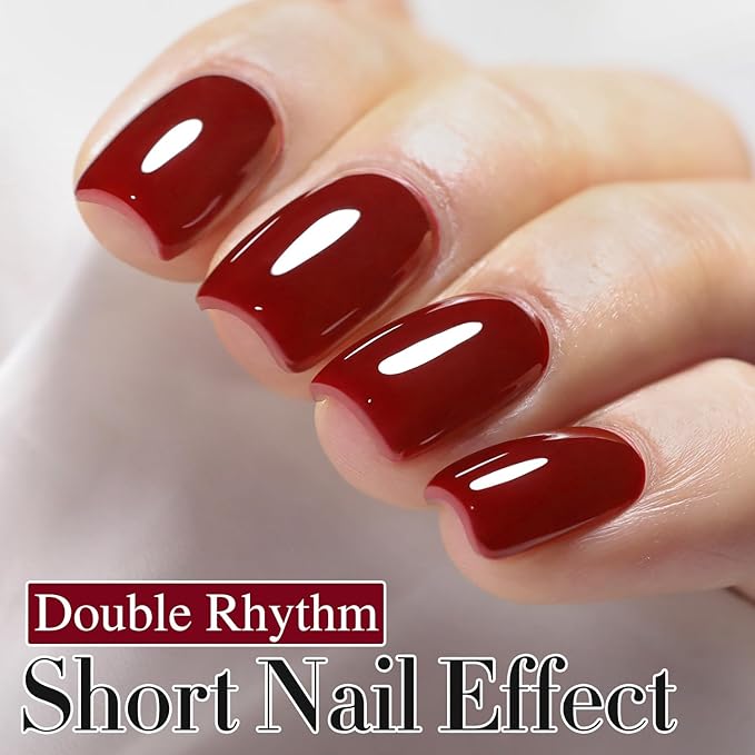 Double Rhythm Gel Polish 15ML Jelly Sheer Pastel Light Milky Color Pearl White Bottle 1 PC 0.5 OZ Full Size Nail Art Salon at Home (Pale Burgundy-D1486)