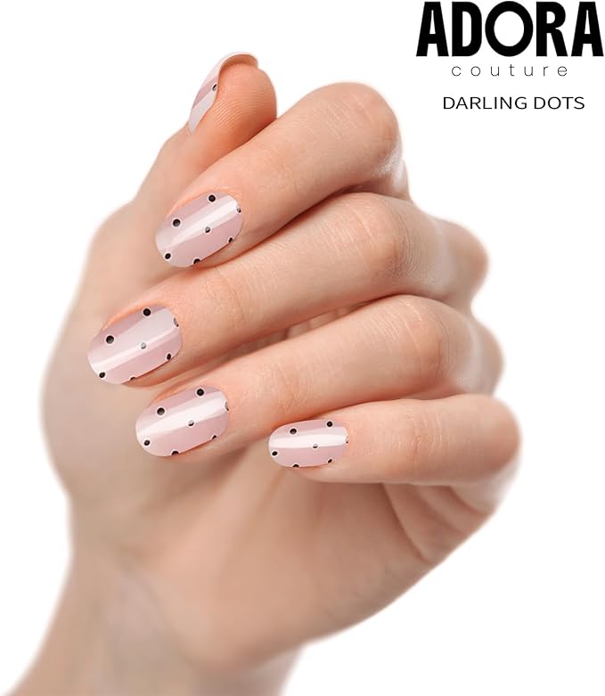 Semi-Cured Gel Nail Strips - 20 Salon-Quality Gel Sticker with UV Light Required, Long Lasting, Easy Application & Removal, Includes Prep Pad, Nail File, Wooden Stick – Darling Dots