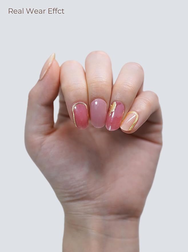 Semi Cured Gel Nail Strips - UV Light Gel Nail Stickers - 20 Long Lasting Salon Quality Wraps (Spring Dream Pink)