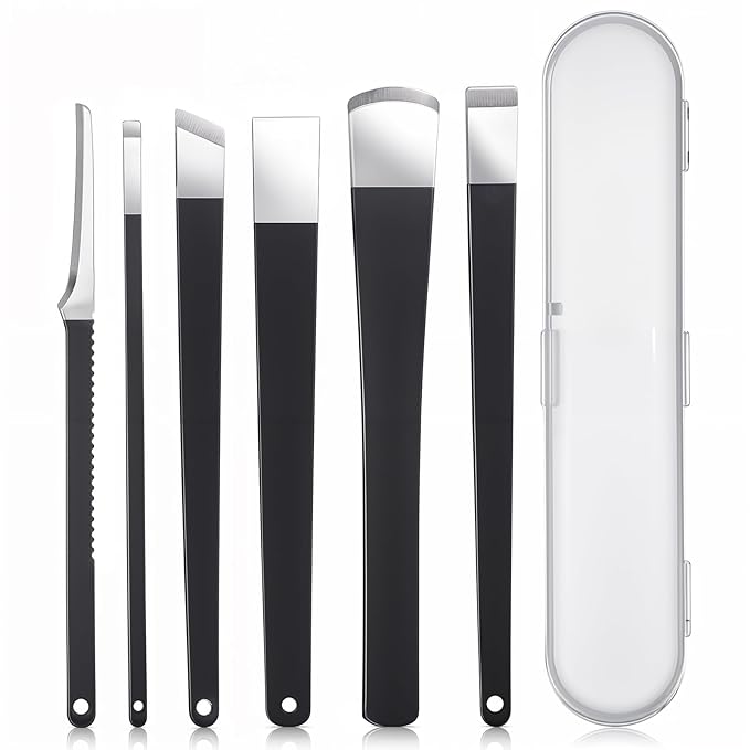 6 Pack Ingrown Toenail Removal Kit, Professional Pedicure Tools for Ingrown Toenail Callus Shaver Corn Removers for Toes Stainless Steel Nail Knives Kit with Storage Box