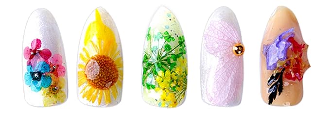 Nail Dry Flower Manicure Sticker 3D Decoration 2PCS(Five petals flower,Coral flower)