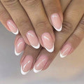 Press on Nails - White French Tip Fake Nails - Short False Nails Press ons - Acrylic Glue on Nails - Cute Artificial Stick on Nail for Women Manicure 24pcs