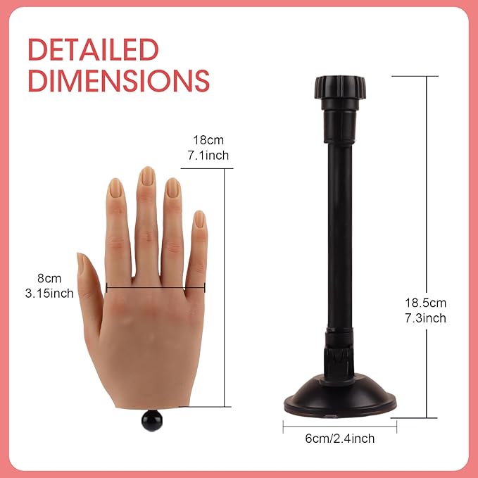 Nail Trainning Practice Hand with Clamp, Acrylic Nail Technician Manicure Supply, False Fake Hands for Nail Manicure, Best Manicure DIY Print Practice Tool