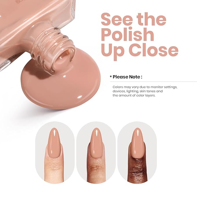 Beetles Nail Polish - Jelly Nail Polish Nude Nail Concealer Fast Dry Quick Natural Brown Nail Strengthener and Growth Treatment for Thin and Damaged Nails,0.51 FL OZ