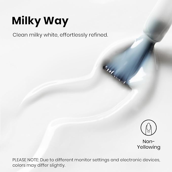 Beetles Milky White Gel Top Coat 15ML - 2-in-1 No Wipe Top Coat Gel Nail Polish Non Yellowing White Shine Finish and Long Lasting, Soak Off UV LED Nail Lamp, Nails Art Design Manicure Gifts for Women