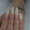 24Pcs French Tip Press on Nails RTKHFZE Extra long Ballet False Nails Coffin Full Cover Fake Nails with Jelly White Gradient Designs Acrylic Nails Press Ons Stick on Nail for Women Manicure