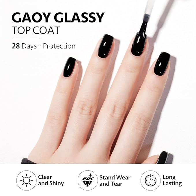 GAOY 16ml 2 Pcs Glassy Gel Top Coat and Base Coat Set,No Wipe Foundation Combination for UV Light Cure Nail Polish