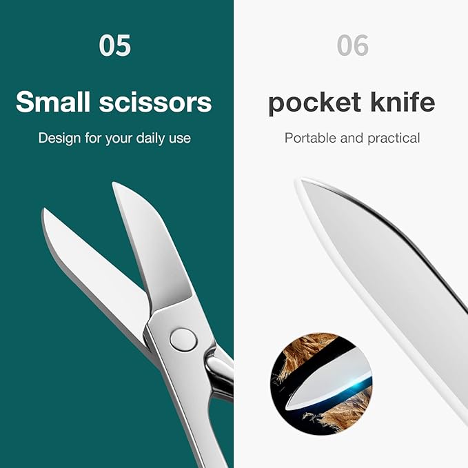 MR.GREEN Multifunctional Nail Clippers Stainless Steel Six Functions Nail Cutter Nail Files Small Knife Scissors (Large)