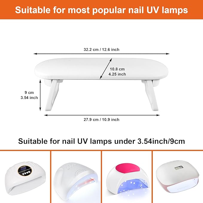 Diesisa Nail Arm Rest, Foldable PU Leather Nail Hand Rest For Manicure, with Soft Nail Mat for Table, Soft Hand Rest for Acrylic Nails/Nail Hand Pillow for Manicure Salon Use-white