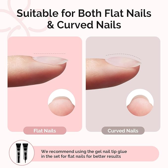 MelodySusie Medium Almond Gel Nail Tips Kit-300PcsPre-Building Apex Fake Nail Tips 20g Solid Nail Glue Gel,Half Matte Full Cover Clear Acrylic Nail,15Sizes Thick Strong Long Lasting for Home DIY&Salon