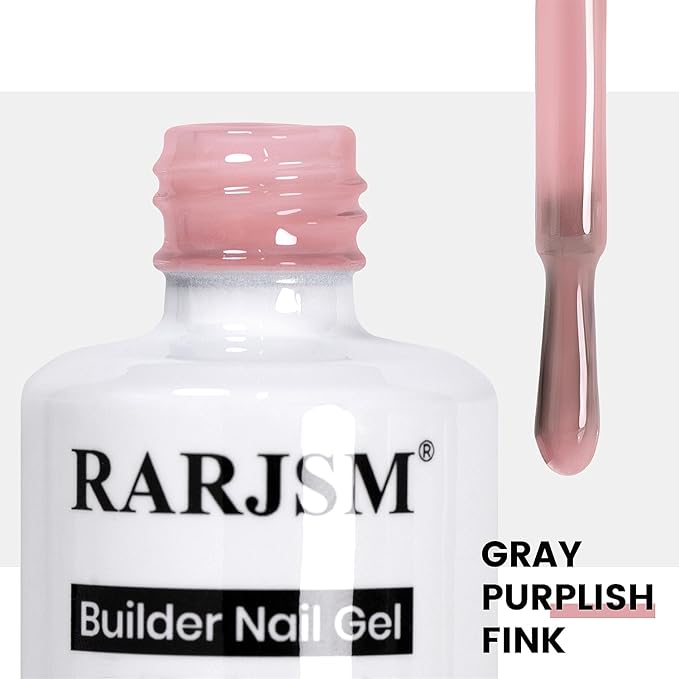 RARJSM Rubber Base Coat Gel Polish Nude Gray Purplish Pink Skin Tone Rubber Base Gel for Nails Natural Color French Manicure Extend Gel Soak Off Curing Requires Single Bottle 15ml Salon Home DIY Use