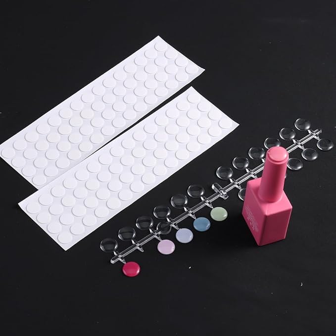 240 Pcs Nail Polish Swatch Dots Transparent Round Nail Art Polish Color Display Tips Acrylic False Nail Sample Swatches with Adhesive Sticker for Nail Polish Training Practicing Displaying