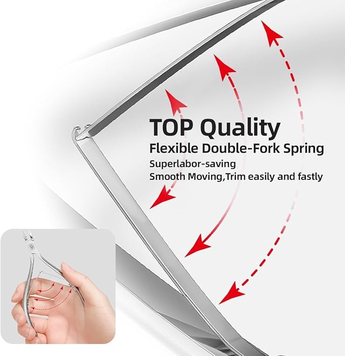 Cuticle Trimmer 3/4 Jaw Extremely Sharp Cuticle Nippers Scissors Stainless Steel Clippers Cutter Remover Pedicure Manicure Nail Tool, cuticle pusher (Cuticle Nippers+Cuticle Pushers/Silver-S)