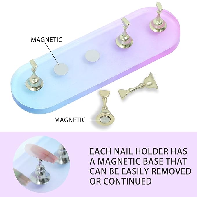 Ruteail Nail Art Display Stand - 2 Sets, 100 Pcs Reusable Stickers, Magnetic, DIY Beginner Salon Supplies