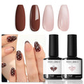 modelones Brown Gel Nail Polish Set 2 Pcs 15 ML Nude Brown Winter Gel Polish Neutral Skin Tone Translucent Nude Soak Off Gel Nail Kit Manicure DIY At Home Nail Art Salon Gift For Women Girl