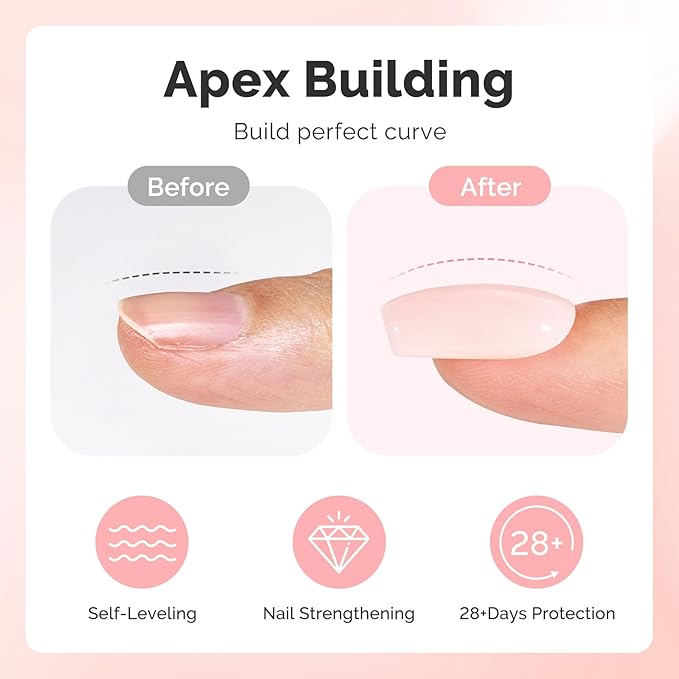 MelodySusie Milky Pink Builder Nail Base Gel for Nails Thickening, Soak Off UV Extension Gel, Rhinestone Nail Glue for Nail Art Design Salon DIY Manicure at Home Gift for Women-004