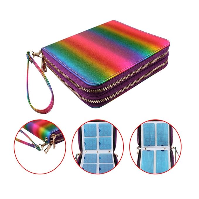 120 Slots Nail Stamping Plate Holder Case Laser Style Manucure Rectangular Nail Art Plate Organizer avec Double Zipper Nail Template Case