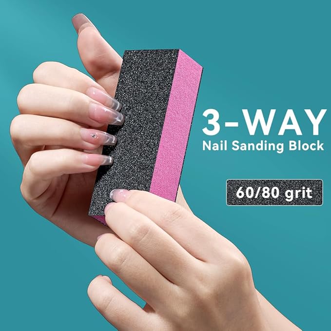 TsMADDTs Nail Files and Buffers, 13 pcs Nail Kit with 3-Way Sanding Block, 4-Way Buffing Block, 100/180 Files, Cuticle Nippers & Cuticle Pusher