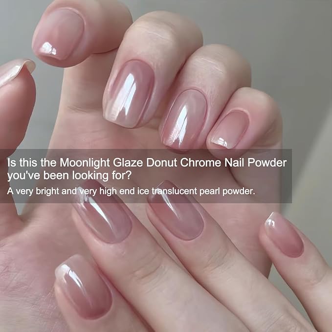 2Pcs Moonlight White Chrome Nail Powder, Aurora Pearl Chrome Nail Powder Magic Clear Pearlescent Mirror Effect Holographic Nail Glitter White Shimmer Sugar Pigment Dust for Nails Art Design 1g/Jar