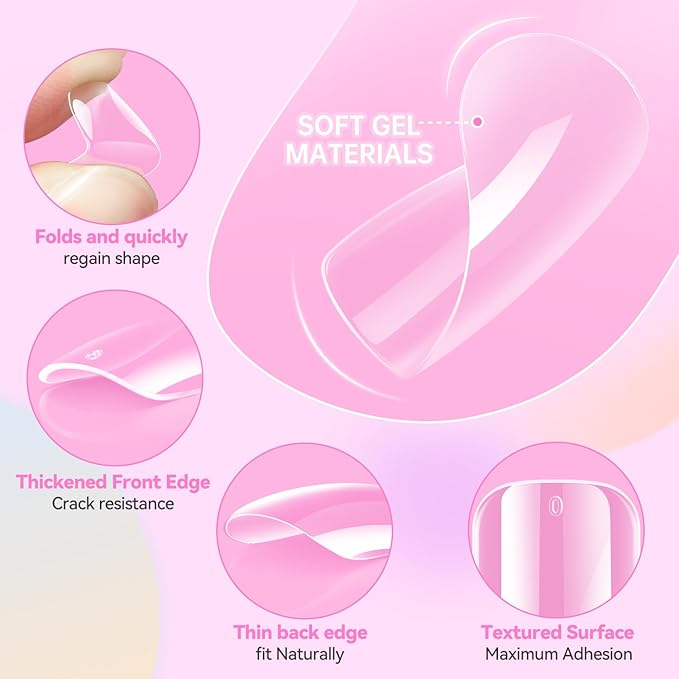 Ranrose 360Pcs Kids Press on Nails for Girls 9-12 years old - Pre-Shaped Clear Suqare Kid Nail Tips,Full Cover Soft Gel Fake Nail for Kids Nail Extensions,Birthday Family Activities,Parties