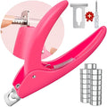 Pink Adjustable Nail Clippers with Magnets Sizers for Acrylic Nails, Artificial Fake Nail False Nail Tip Cutter Trimmer Manicure Pedicure Sharp Blade Clip Tool For Salon Home Art Beauty