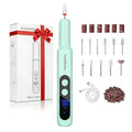 Electric Nail Drill Professional Electric Nail File Kit 11 in 1 Rechargeable Manicure Pedicure Tools Cordless Nail Drill with 3 Speeds Modes and LED Lighting for Acrylic Gel Dip Powder Nails(Green)