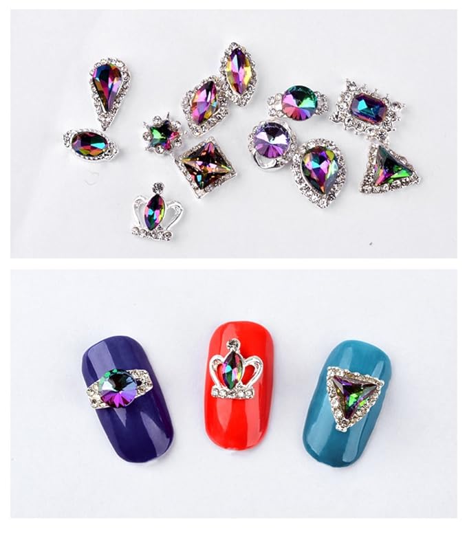 3D Nail Art Luxury Flame Rhinestone Alloy Shining Dride Party Diamond Decorations 24 Pcs