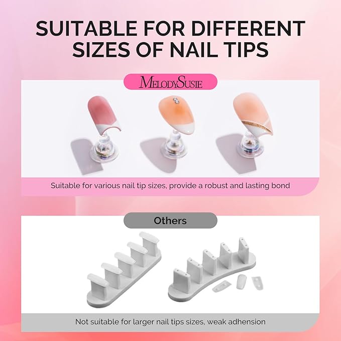 MelodySusie Nail Stand for Press Ons, 2 Sets Aurora Acrylic Magnetic Base for Painting Display Holder with Reusable Adhesive Putty for Home DIY Salon Supplies