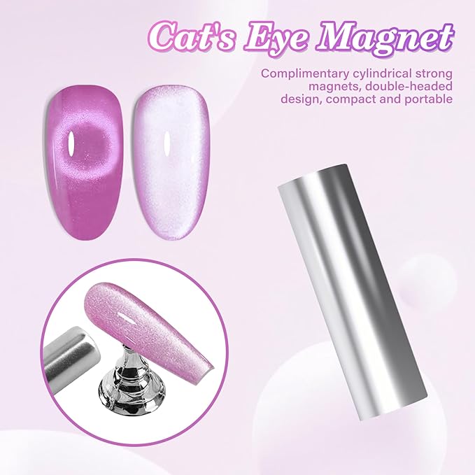 EBANKU Purple Cat Eye Gel Nail Polish, Cat Eye Gel Polish with Magnet 15ML 0.5 OZ Holographic Glitter Shimmer Translucent Jelly Color Magnetic Polish Salon DIY at Home