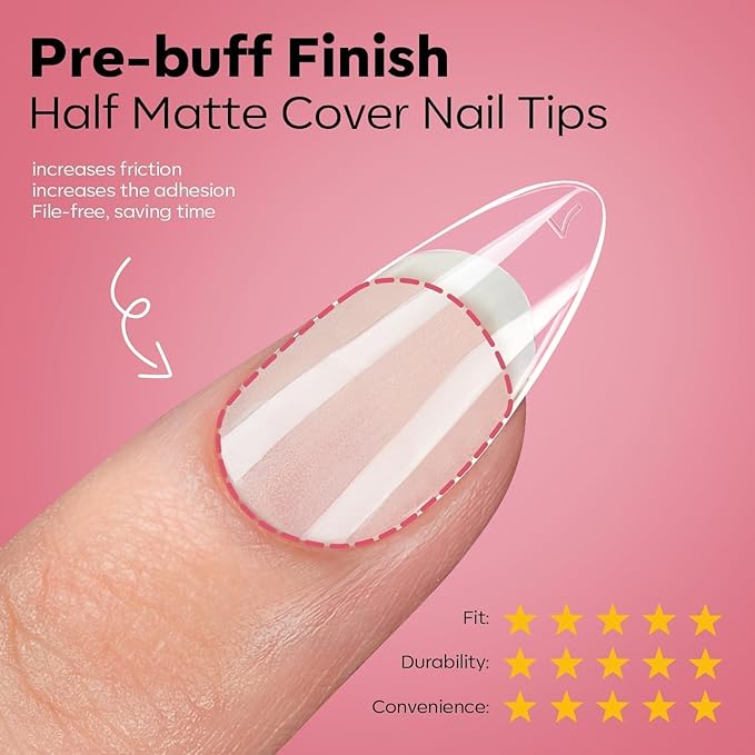 modelones X Nail Gel Kit, Upgrade 15Sizes Pre-shaped Gel Nail Tips Short Almond Shape, 9-in-One Glue Prep Dehydrator & Portable Led Lamp, 510Pcs Press On Extension Kit Gift for Women