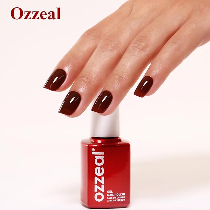 Gel Polish, 0.5 Fl Oz Dark Chocolate Brown Gel Nail Polish Autumn Winter Soak Off LED UV Maroon Gel Nail Polish Art Starter Manicure Salon DIY Nail Gel Polish
