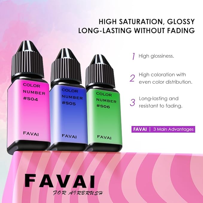 FAVAI 6 Colors Airbrush Gel Nail Polish 6 * 15ml- Sugar Collection for Nail Art Design Stickers French Manicures Nail Stencils Paint, Long Lasting Without Dilution Soak Off Nails Gel Set