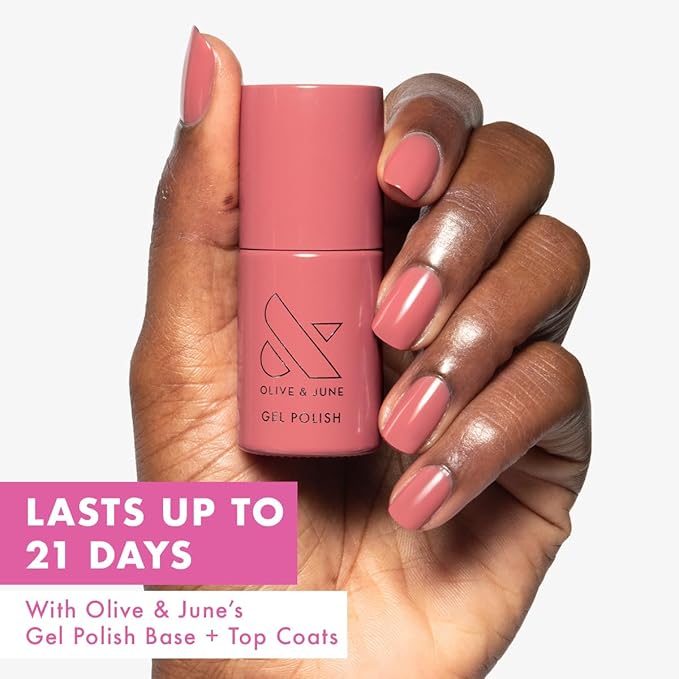 Olive & June Gel Polish | UV LED Nail Lamp Needed | Long Lasting Formula | Up to 21 Days of Wear | Damage-Free Removal | Salon-Quality Manicure, Pedicure at Home | Boysenberry Glass