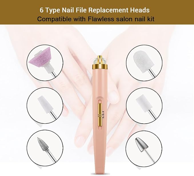 6 Count Upgrade Nail File Replacement Head Refills Compatible with Finish Touch Flawless Salon Nail kit